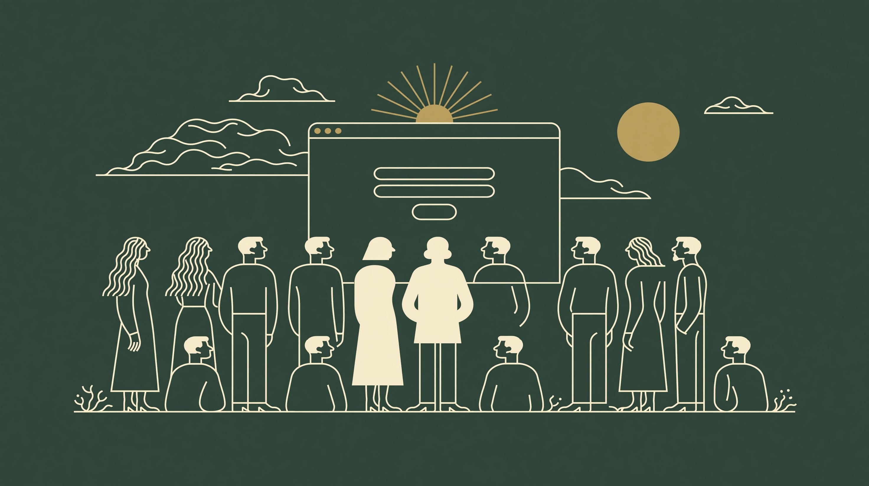People gathering around a Wocha-powered experience